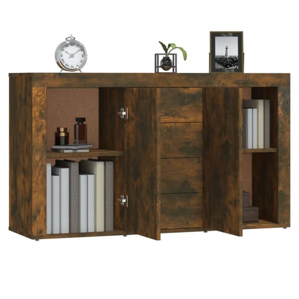 Skänk rökfärgad ek 120x36x69 cm konstruerat trä - Byrå - Byråer - Home & Living