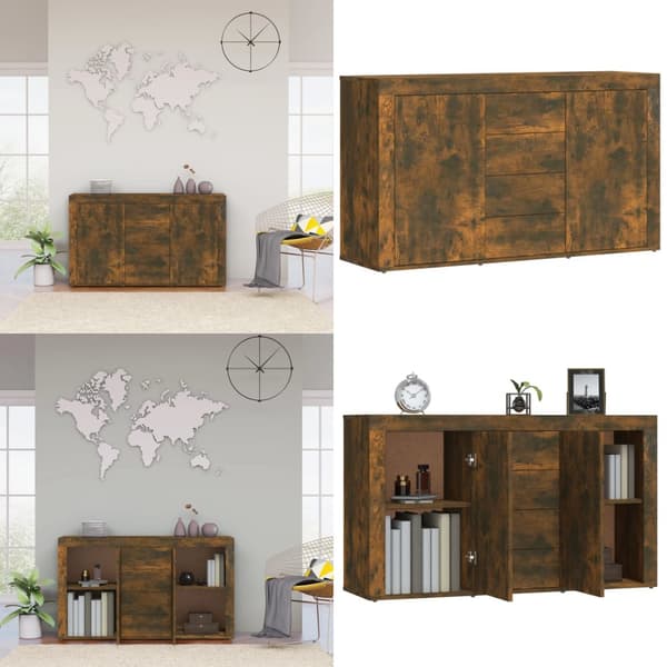 Skänk rökfärgad ek 120x36x69 cm konstruerat trä - Byrå - Byråer - Home & Living