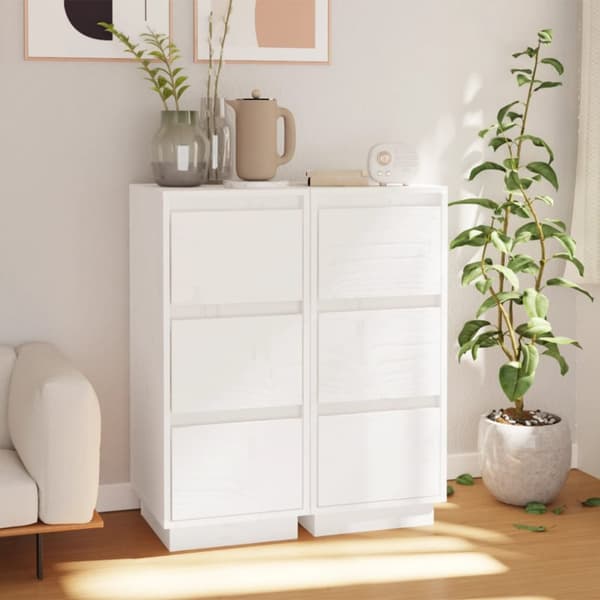 Skænke 2 stk. 32x34x75 cm massivt fyrretræ hvid - Skænk - Skænke - Home & Living