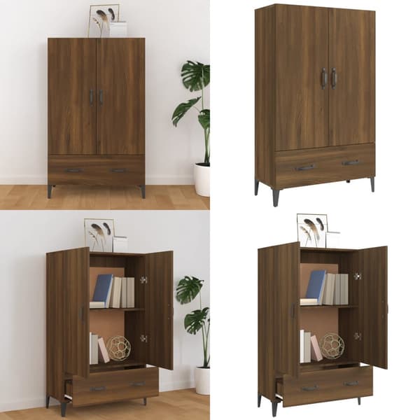 Skåp brun ek 70x31x115 cm konstruerat trä - Högskåp - Trähögskåp - Home & Living
