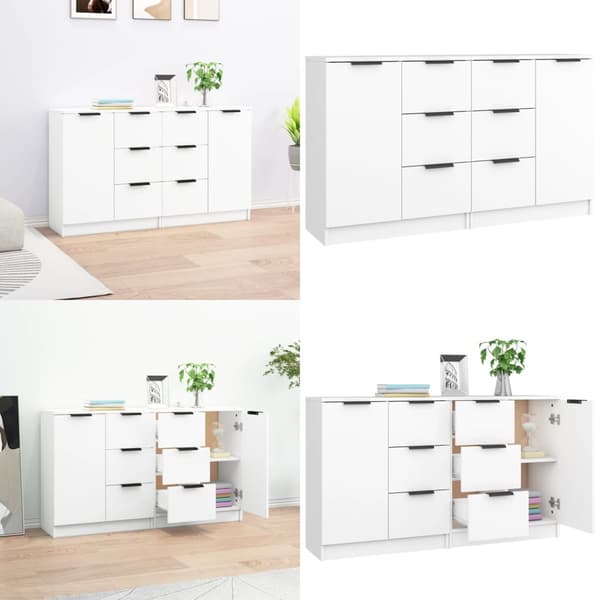 Skænke 2 stk. 60x30x70 cm konstrueret træ hvid - Skænk - Skænke - Home & Living