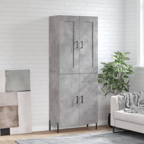 Højskab 69,5x34x180 cm konstrueret træ betongrå - Højskab - Højskabe - Home & Living