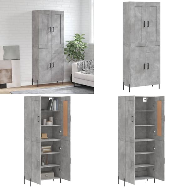 Højskab 69,5x34x180 cm konstrueret træ betongrå - Højskab - Højskabe - Home & Living
