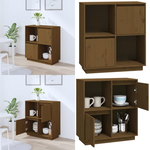 Skänk honungsbrun 74x35x80 cm massiv furu - Skänk - Skänkar - Home & Living