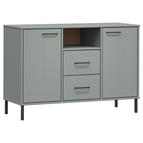 Senkki metallijaloilla harmaa 113x40x77 cm täyspuu OSLO - Senkki - Senkit - Home & Living
