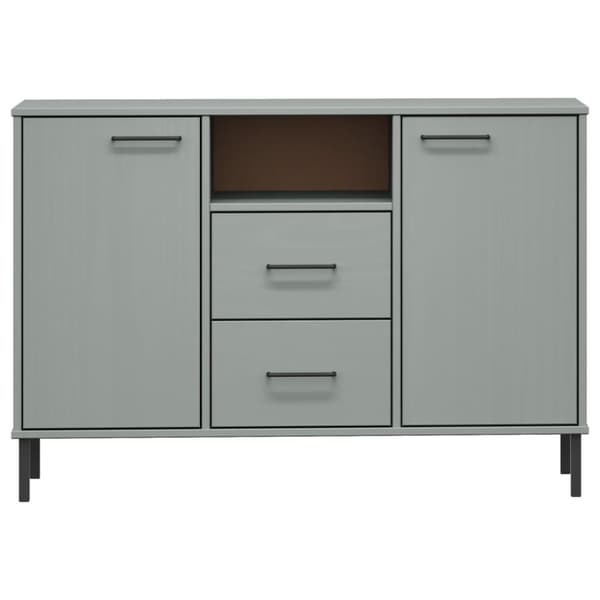 Skänk med metallben OSLO grå 113x40x77 cm massivt trä - Skänk - Skänkar - Home & Living