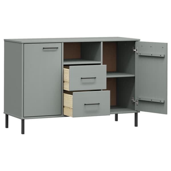 Senkki metallijaloilla harmaa 113x40x77 cm täyspuu OSLO - Senkki - Senkit - Home & Living