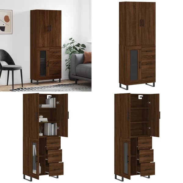 Højskab 69,5x34x180 cm konstrueret træ brun egetræsfarve - Højskab - Højskabe - Home & Living