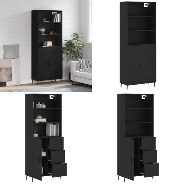 Højskab 69,5x34x180 cm konstrueret træ sort - Højskab - Højskabe - Home & Living