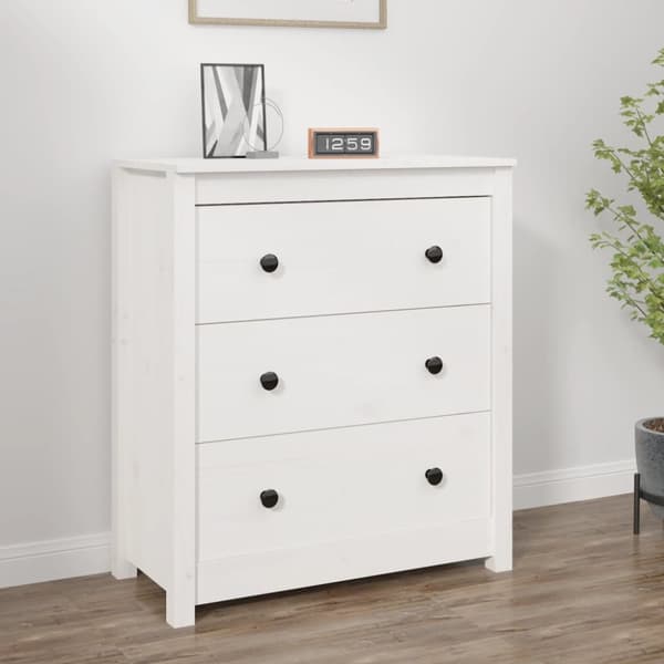Skænk 70x35x80 cm massivt fyrretræ hvid - Skænk Skænke - Skab - Home & Living