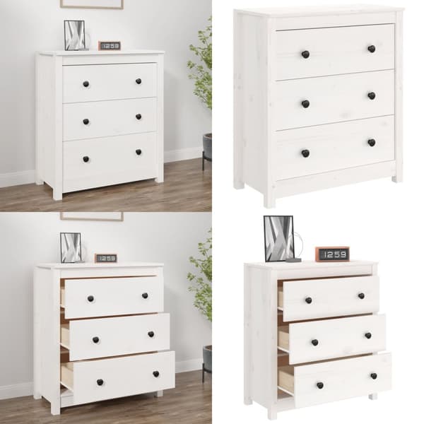 Skænk 70x35x80 cm massivt fyrretræ hvid - Skænk Skænke - Skab - Home & Living