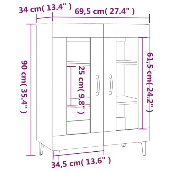 Senkki Sonoma-tammi 69,5x34x90 cm tekninen puu - Senkki - Senkit - Home & Living