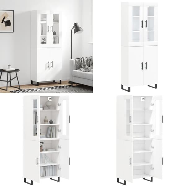 Högskåp vit 69,5x34x180 cm konstruerat trä - Sidoskåp - Förvaringsskåp - Home & Living