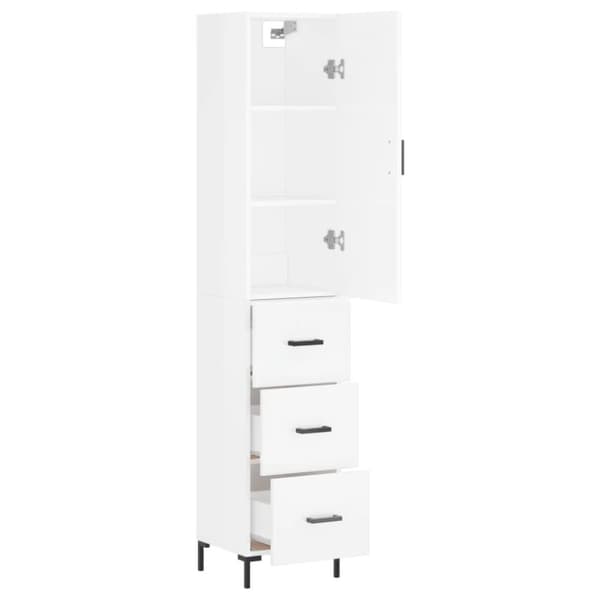 Skab 34,5x34x180 cm konstrueret træ hvid højglans - Højskab - Højskabe - Home & Living