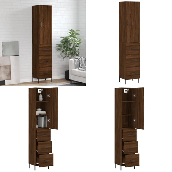 Skab 34,5x34x180 cm konstrueret træ brun egetræsfarve - Højskab - Højskabe - Home & Living