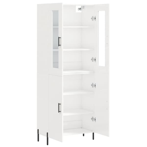 Högskåp högglans vit 69,5x34x180 cm konstruerat trä - Sidoskåp - Förvaringsskåp - Home & Living