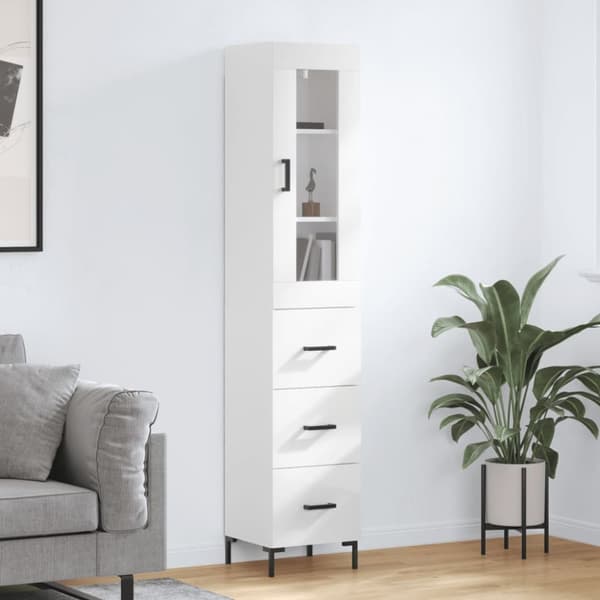 Skab 34,5x34x180 cm konstrueret træ hvid højglans - Højskab - Højskabe - Home & Living