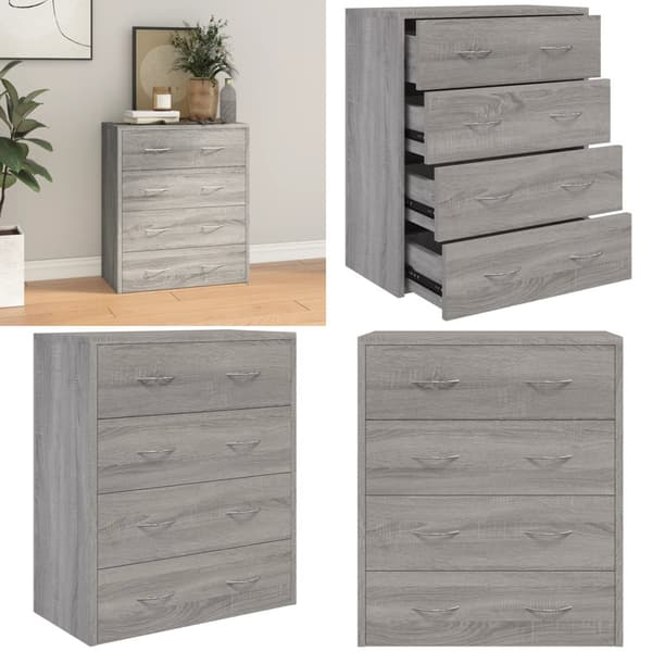 Skänk med 4 lådor 60x30,5x71 cm grå sonoma - Skänk - Skänkar - Home & Living