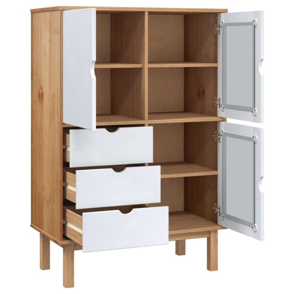 Højskab OTTA 85x43x125 cm massivt fyrretræ brun og hvid - Højskab - Højskabe - Home & Living