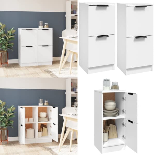 Senkit 2 kpl valkoinen 30x30x70 cm tekninen puu - Senkki - Senkit - Home & Living