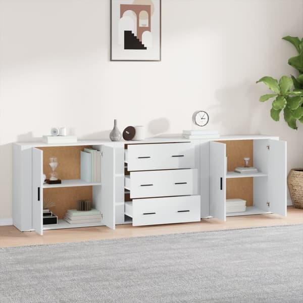 Skänk 3 delar Vit konstruerat trä - Skänk - Skänkar - Home & Living