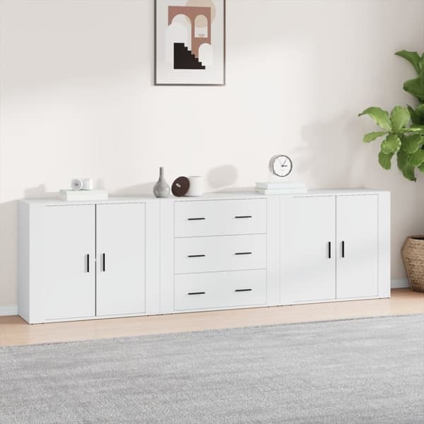 Skänk 3 delar Vit konstruerat trä - Skänk - Skänkar - Home & Living