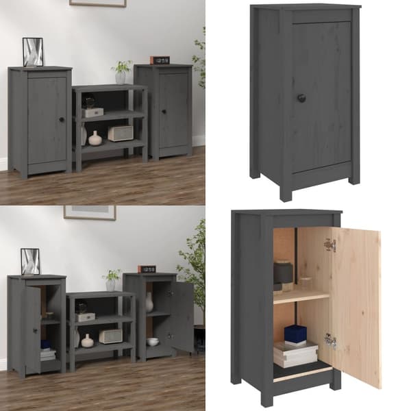 Skænke 2 stk. 40x35x80 cm massivt fyrretræ grå - Skænk - Skænke - Home & Living
