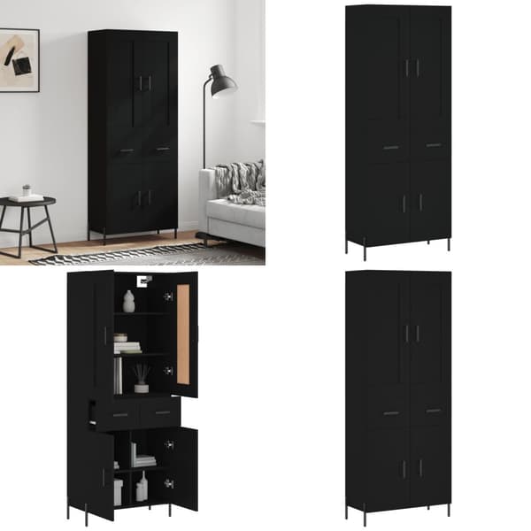 Højskab 69,5x34x180 cm konstrueret træ sort - Højskab - Højskabe - Home & Living