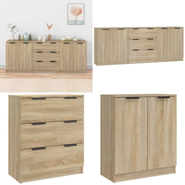 Skänkar 3 delar sonoma-ek konstruerat trä - Skänk - Skänkar - Home & Living