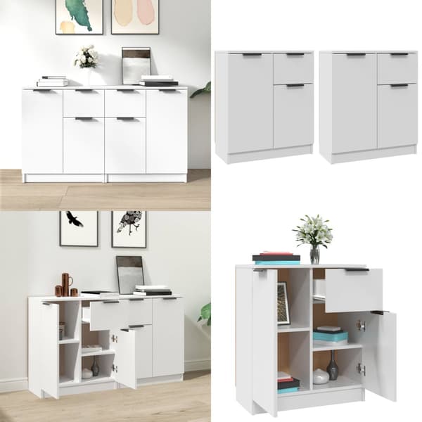 Senkit 2 kpl valkoinen 60x30x70 cm tekninen puu - Senkki - Senkit - Home & Living