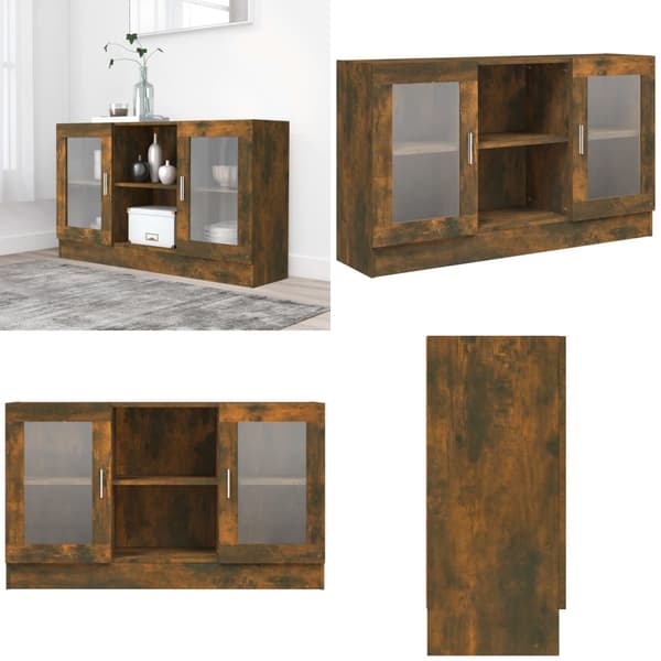 Vitrineskab 120x30,5x70 cm konstrueret træ røget egetræ - Vitrineskab - Vitrineskabe - Home & Living