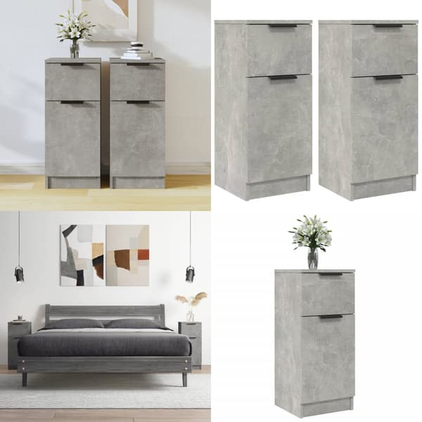 Skænke 2 stk. 30x30x70 cm konstrueret træ betongrå - Skænk - Skænke - Home & Living