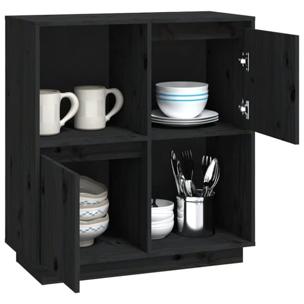 Skänk svart 74x35x80 cm massiv furu - Skänk - Skänkar - Home & Living