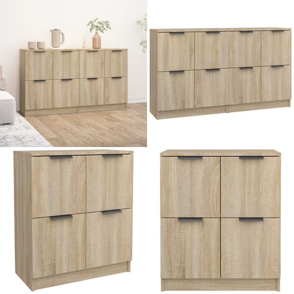 Skænke 2 stk. 60x30x70 cm konstrueret træ sonoma-eg - Skænk Skænke - Skab - Home & Living
