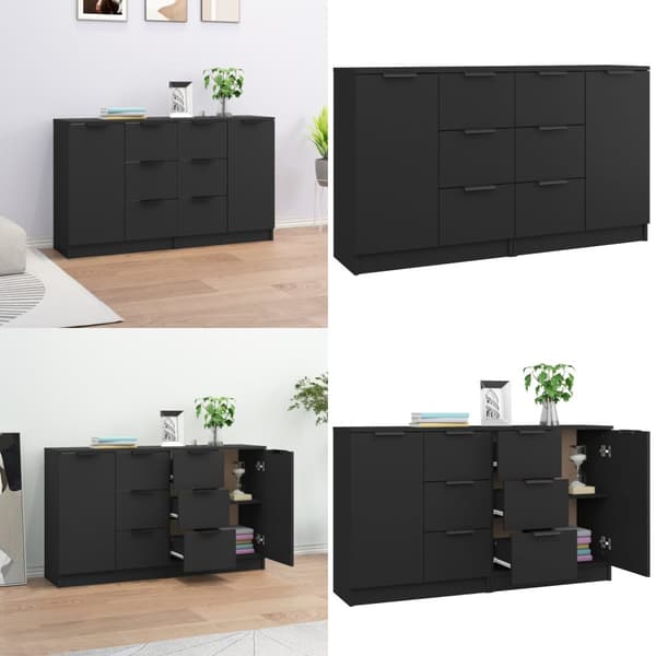 Senkit 2 kpl musta 60x30x70 cm tekninen puu - Senkki - Senkit - Home & Living