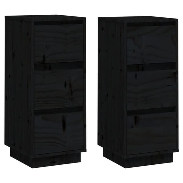 Senkit 2 kpl musta 32x34x75 cm täysi mänty - Senkki - Senkit - Home & Living