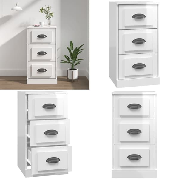 Skænk 36x35,5x67,5 cm konstrueret træ hvid højglans - Skænk - Skænke - Home & Living