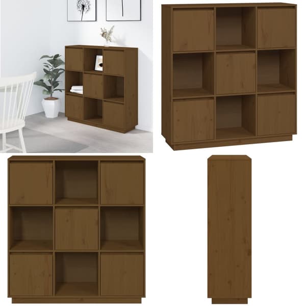 Højskab 110,5x35x117 cm massivt fyrretræ gyldenbrun - Reol - Reoler - Home & Living