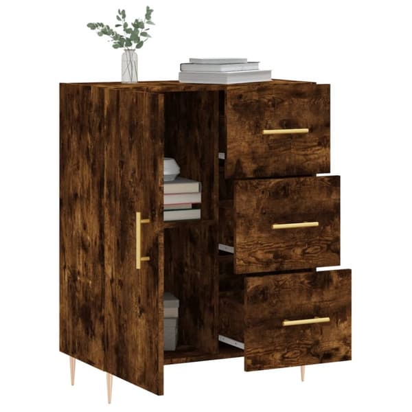 Skänk rökfärgad ek 69,5x34x90 cm konstruerat trä - Skänk - Skänkar - Home & Living