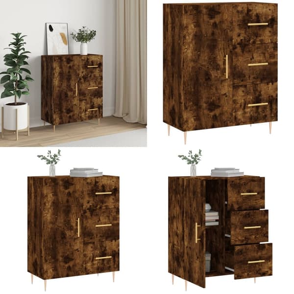 Skänk rökfärgad ek 69,5x34x90 cm konstruerat trä - Skänk - Skänkar - Home & Living