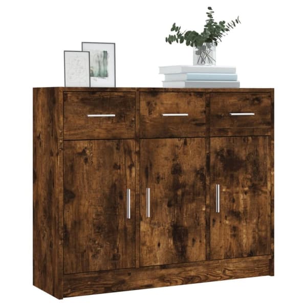 Skänk rökfärgad ek 91x28x75 cm konstruerat trä - Skänk - Skänk - Home & Living
