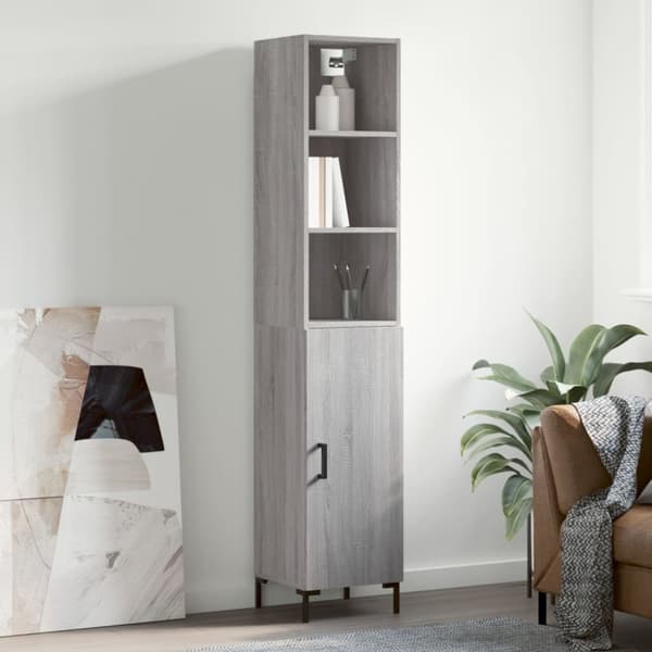Højskab 34,5x34x180 cm konstrueret træ grå sonoma-eg - Højskab - Højskabe - Home & Living