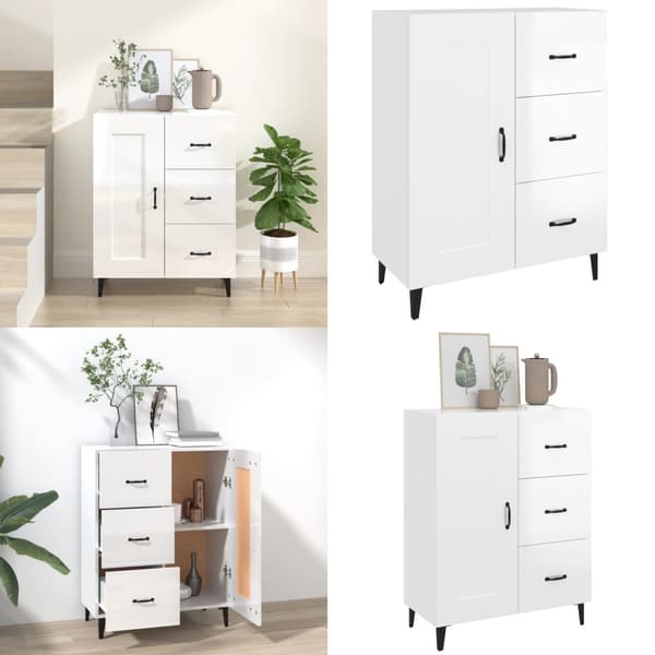 Skænk 69,5x34x90 cm konstrueret træ hvid højglans - Skænk Skænke - Skab - Home & Living