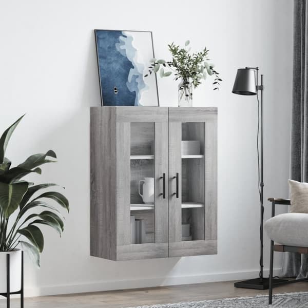 Væghængt skab 69,5x34x90 cm konstrueret træ grå sonoma-eg - Vægskab - Vægskabe - Home & Living