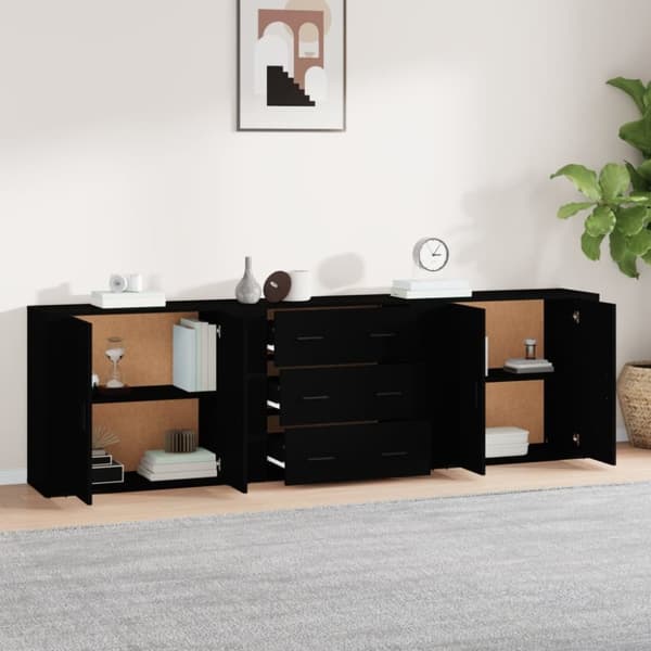 Senkit 3 kpl musta tekninen puu - Senkki - Senkit - Home & Living