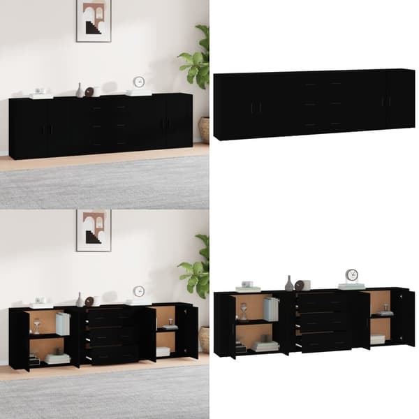 Senkit 3 kpl musta tekninen puu - Senkki - Senkit - Home & Living