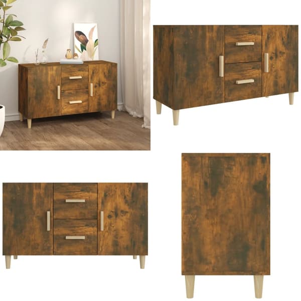 Skænk 100x36x60 cm konstrueret træ røget egetræsfarve - Skænk - Skænke - Home & Living