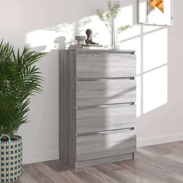 Kommode 60x35x98,5 cm konstrueret træ grå sonoma-eg - Skænk Skænke - Skab - Home & Living