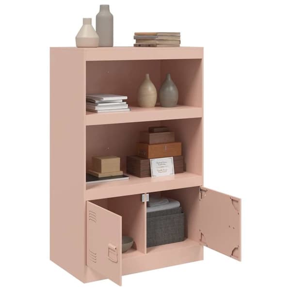 vidaXL skab 67x39x107 cm stål lyserød