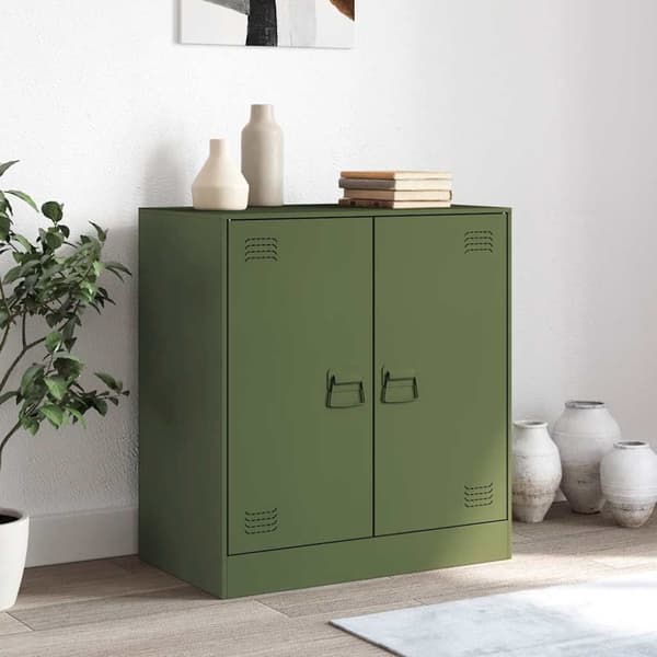 vidaXL skænk 67x39x73 cm stål olivengrøn